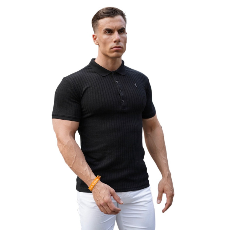New Fashion Knitted Polo Shirt Men Fitness Workout Slim Fit ...