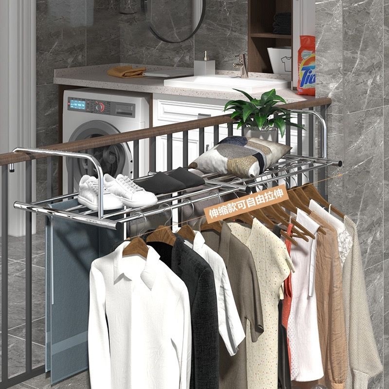 Stainless steel window drying rack multifunctional telescopic hanging ...