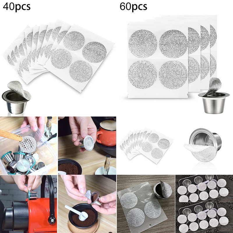 On Sale 40/60Pcs Aluminum Foil Coffee Capsule Seal Lids Pods Stickers ...