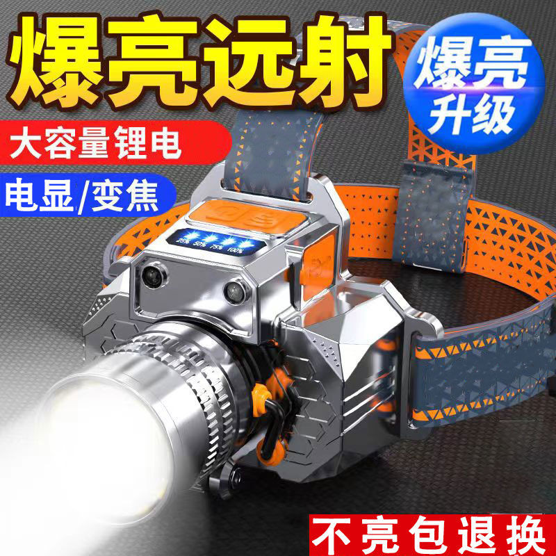 Led Light Headlamp Strong Light Long-Range Charging Outdoor Night ...