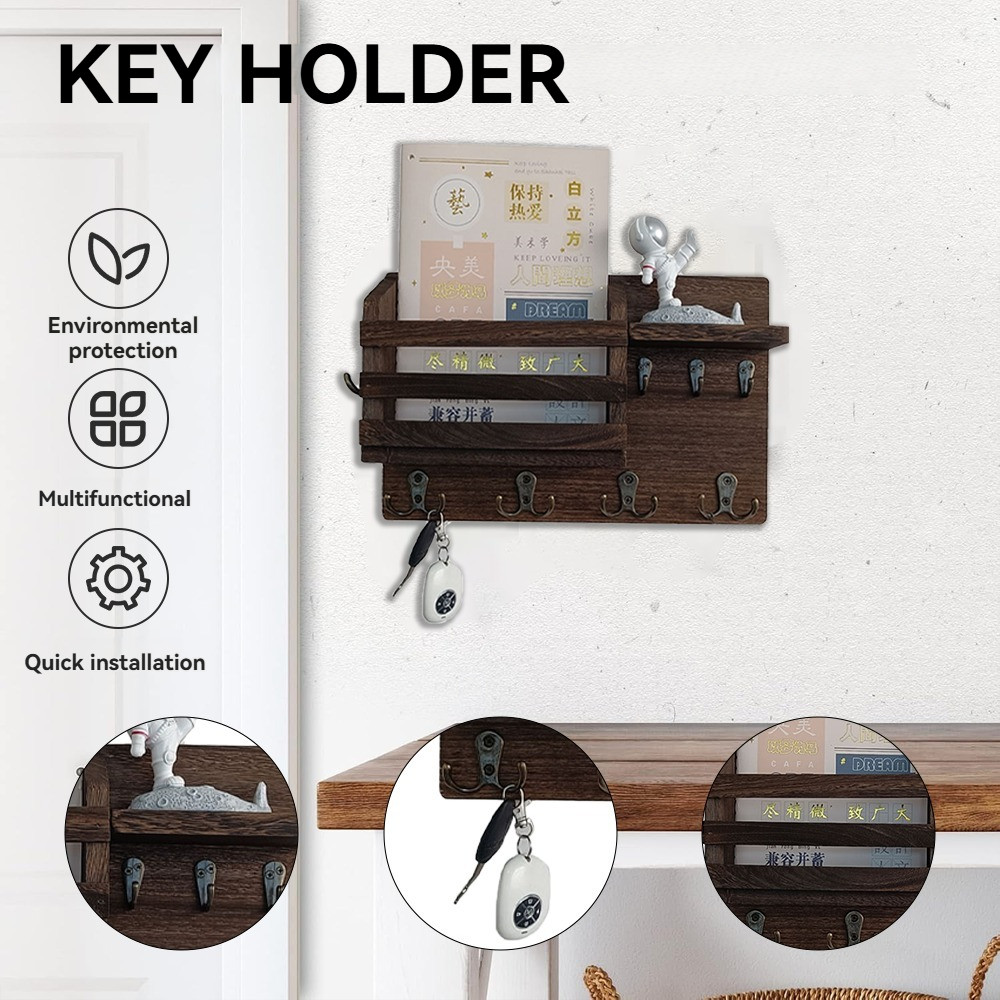 Key Holder for Wall Decorative with 7 Key Hooks Wall Mounted Key ...