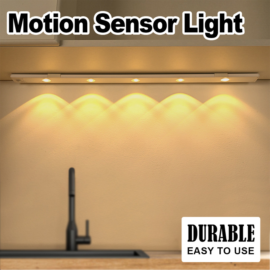 Ultra Slim Led Motion Sensor Light Strip Tricolor Paste Suction Bedside ...