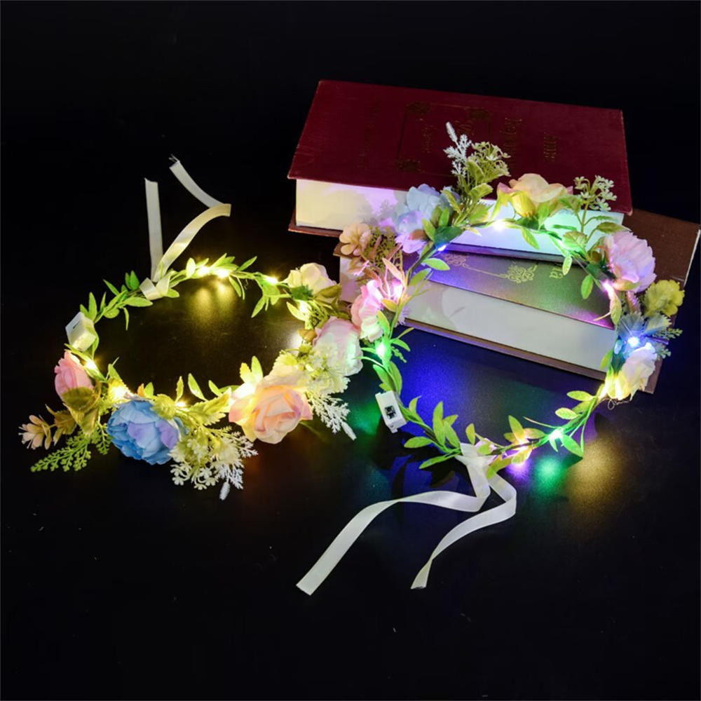 Light Up Flower Crown Headbands - LED Floral Wreath Crown Hair ...