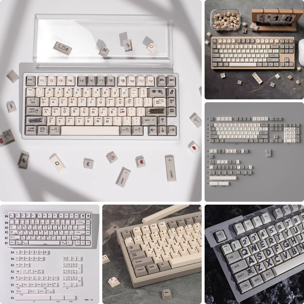 Retro Black Large Font Keycap Set | White Black | PBT | Dye-Sublimated ...