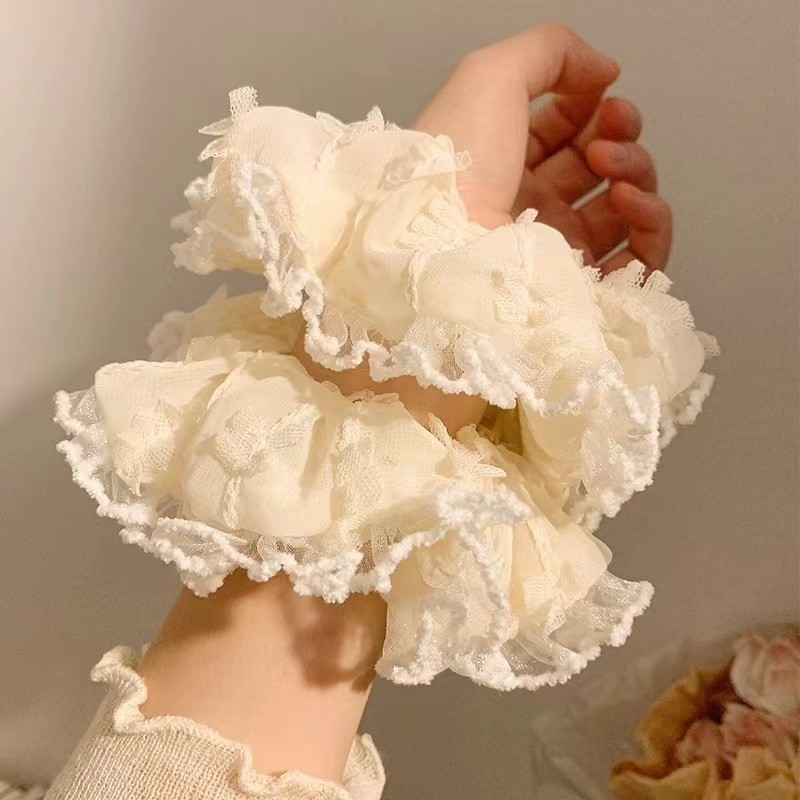 Korean Style High-end New Lace Large Intestine Hair Ring Female Hair ...