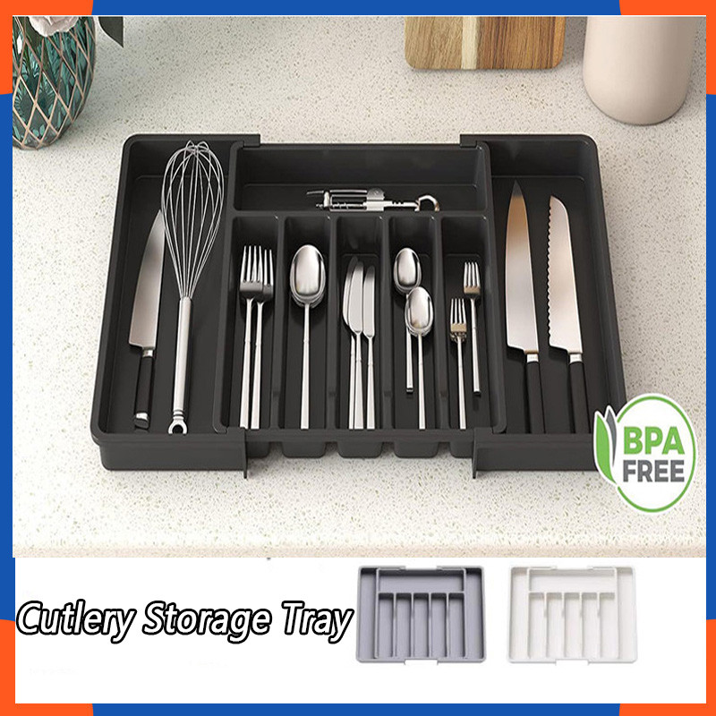Expandable Cutlery Storage Tray Adjustable Kitchen Drawer Divider ...