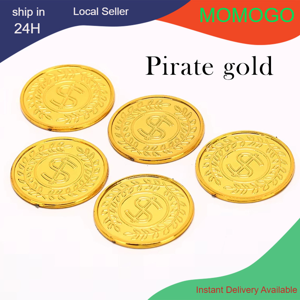 100PCS fake gold coin Cosplay Props Plastic Kid Favor Halloween Gold ...