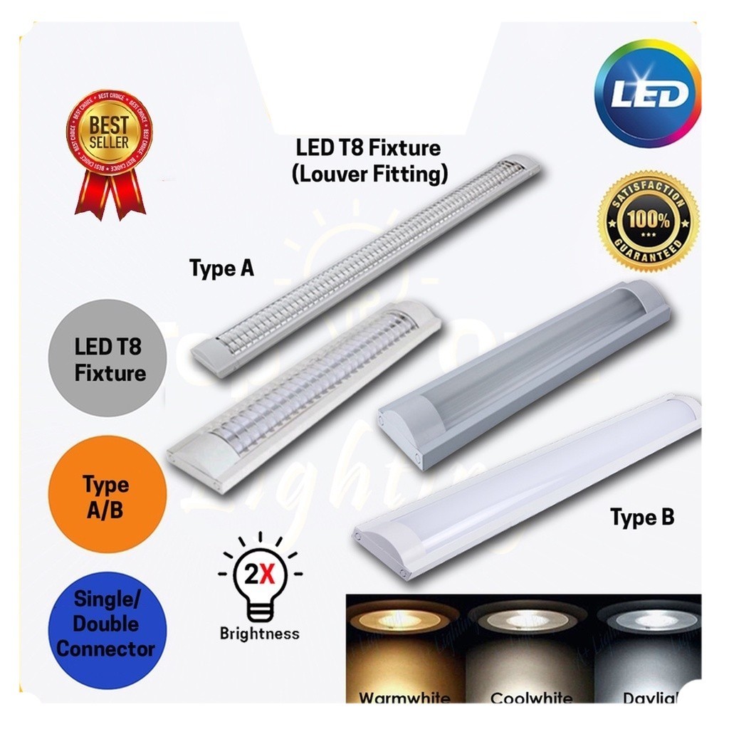 LED T8 Louver Fitting T8 Fitting Single Circuit Double Circuit Frosted ...