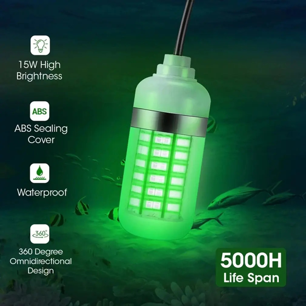 12V LED Fishing Light 100W Ip68 Lure Fish Finder Lamp 108 leds 2835SMD ...