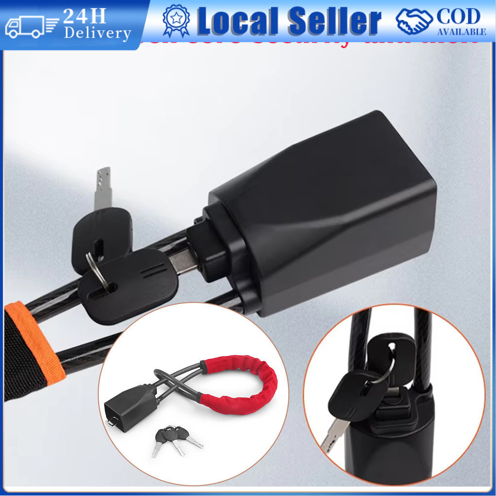 Car steering wheel wire rope lock Black/Red Steel safety anti-theft car ...