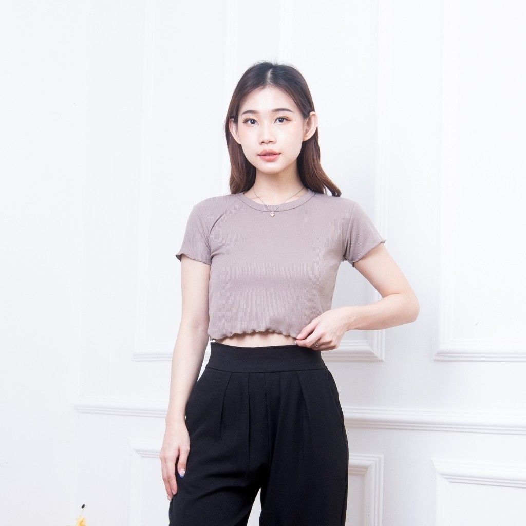 Basic Crop Top | Premium Thick Rib Knit / Women's Crop Tee T-shirt ...