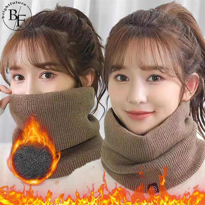 Fashion Women Knitted Scarf Solid Plush Winter Snood Scarves Lady Warm ...