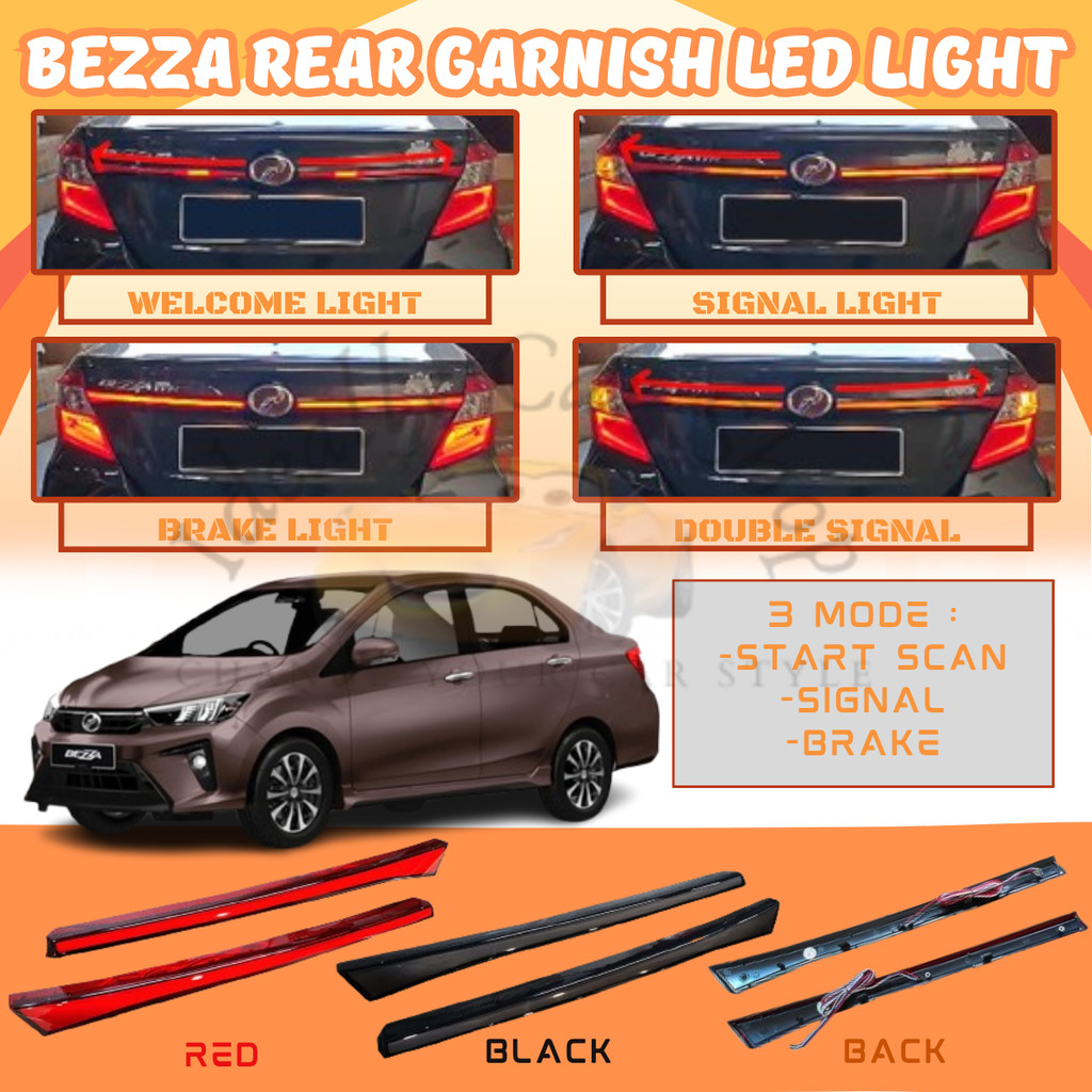 Perodua Bezza 2016-2024 Rear Garnish Running Taillamp Brake Signal Drl ...
