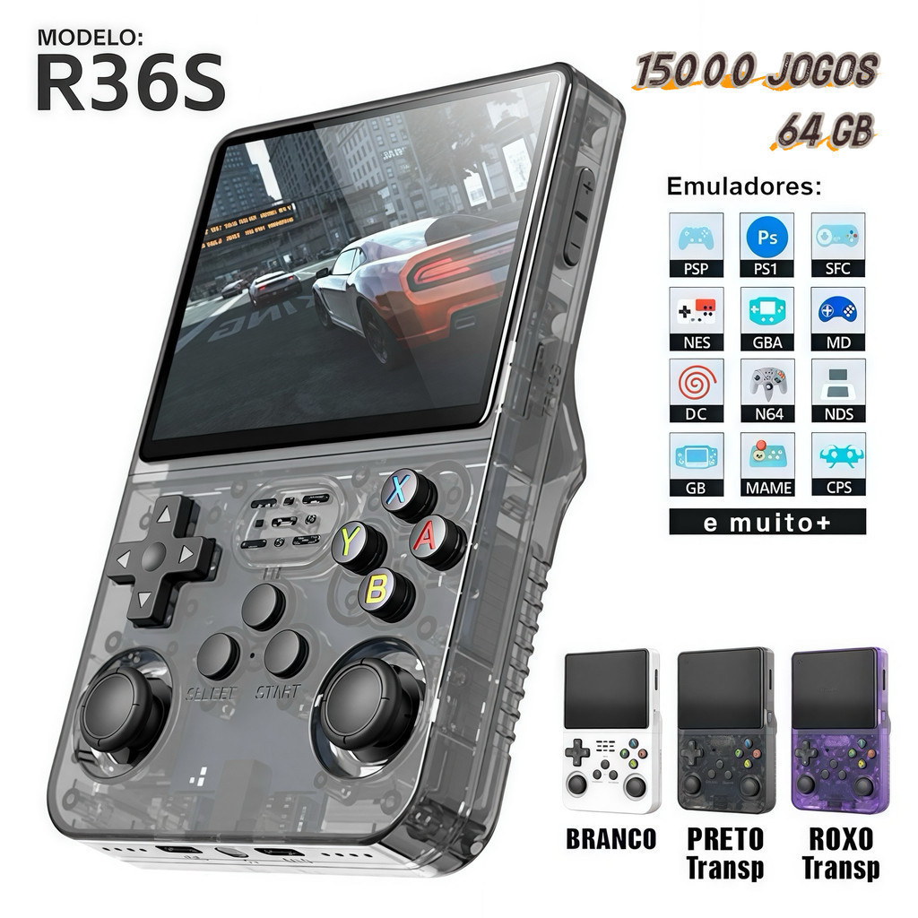 R36S Console de jeu portable 3,5 640 x 480 IPS OCA 3200 mAh Système opensource Blanc