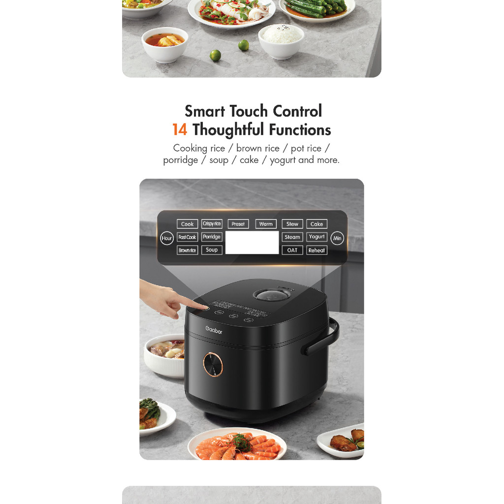 【1212 Special】 Gaabor 5L Low Sugar Rice Cooker Touch Screen Rice Cooker ...