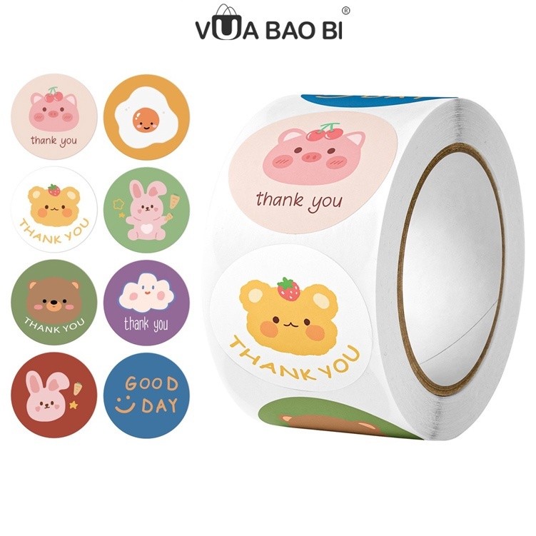 Sticker Roll of 500 round sealing labels for packaging boxes and bags ...