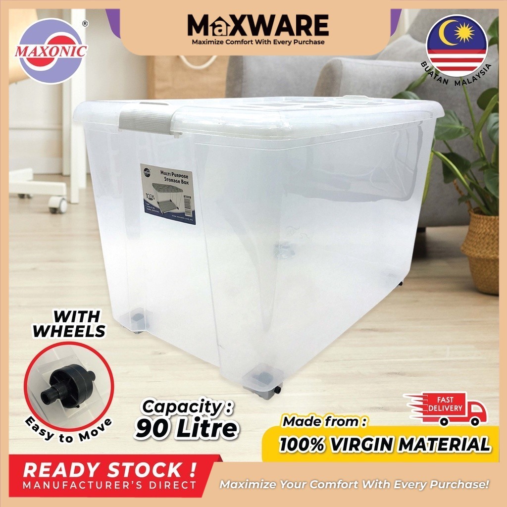 Maxware 90 Litre Multipurpose Storage Box With Wheels Kotak Simpanan ...