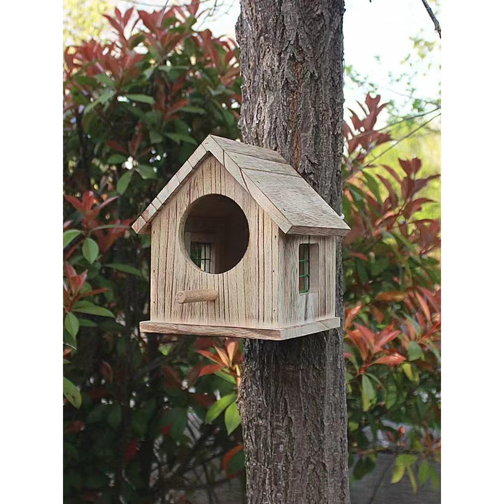 Fresh Look at Solid Wood Bird Nest Parrot Breeding Box Outdoor Bird Nest