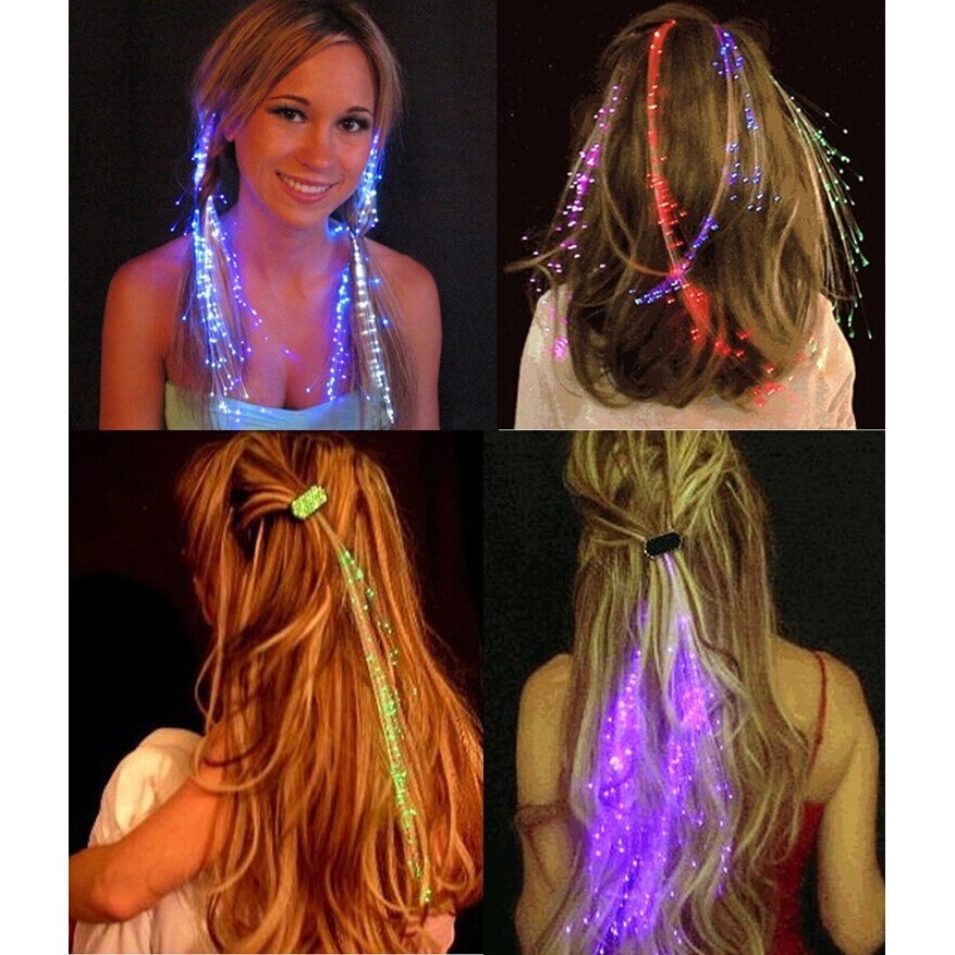 Girls LED Light Up Braid Luminous Fiber Optic Hairpin Decor for Wedding ...