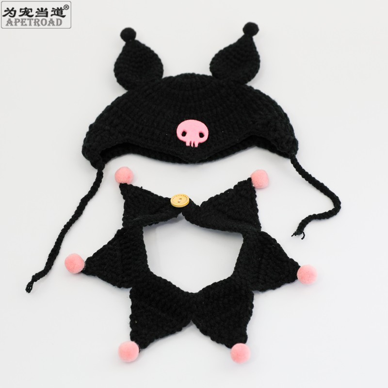 Kostum Haiwan Peliharaan Kucing Kuromi Halloween Kuromi Topi Rajutan ...