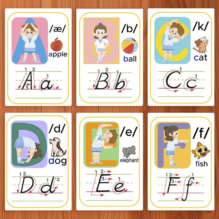 #26个英语字母闪卡英文ABC大小写卡片宝宝早教幼儿小学教师教具; 26 English Letters Flash Cards ...