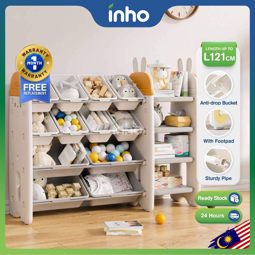 INHO L66-121cm (4 Layers) Cute Cartoon Design Children Bookshelf