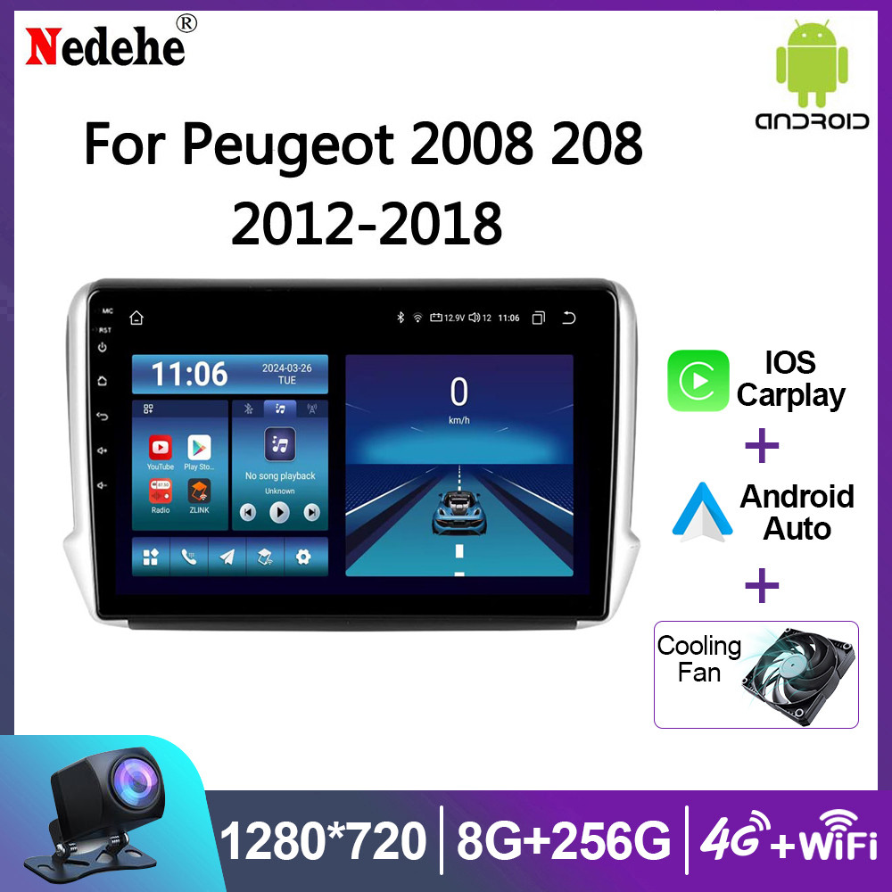 9'' Android 10 In Dash Car Stereo Radio Fit For Peugeot 208&2008 2008-12 13 14 15 16 GPS Navigation Head Unit Carplay Android Auto DSP 4G WIFI Bluetooth