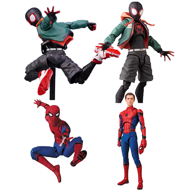 4 Styles Shf Action Spiderman Miles Morales Action Figure Collection ...