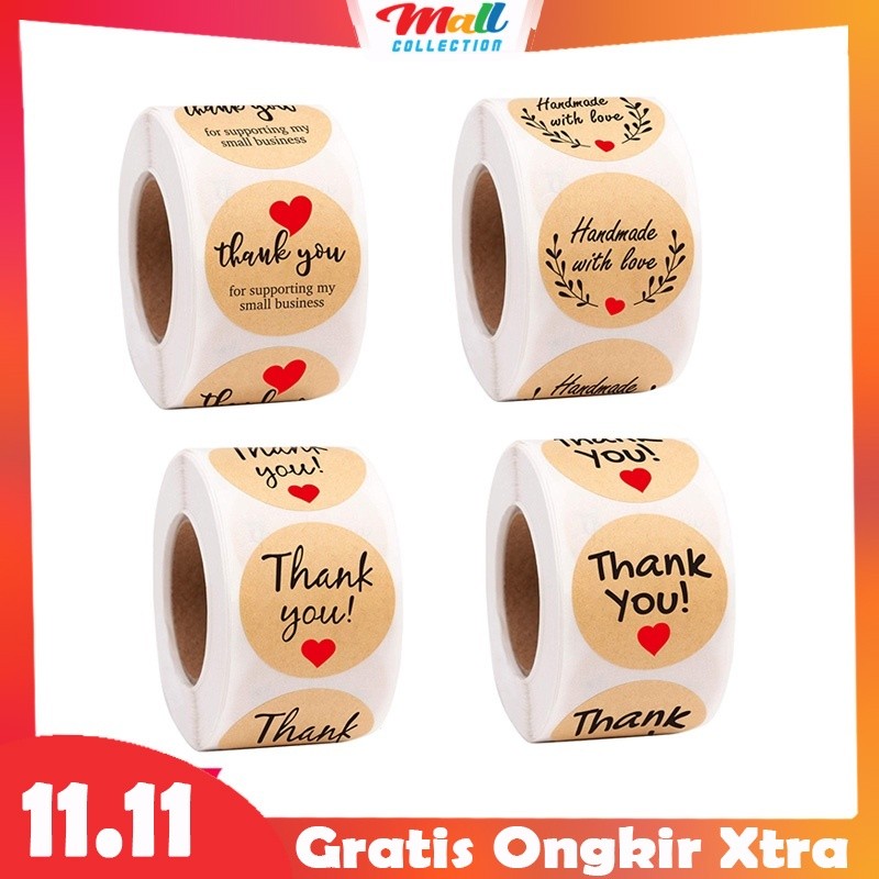 MALL - Craft Stickers 1 Roll (500Pcs) Thank You Order Multipurpose ...