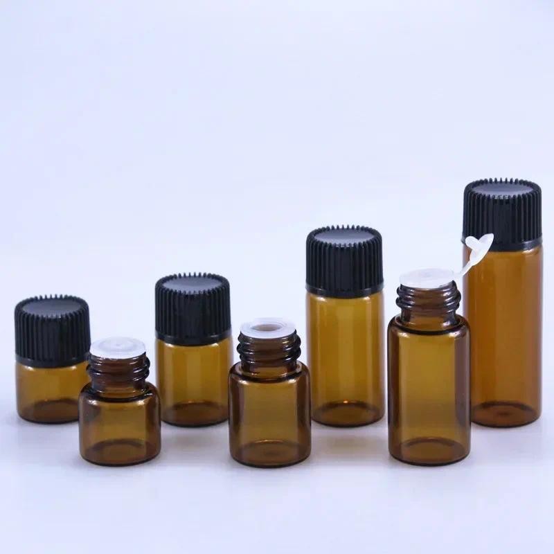200PCS Vials Sample Test Bottle Mini Bottle Empty Glass Amber Bottle ...