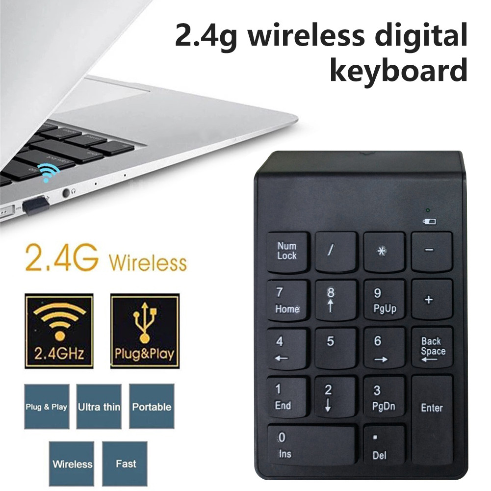 Mini Wireless Numeric Keypad 2.4GHz Numpad 18 Keys Digital Keyboard for ...