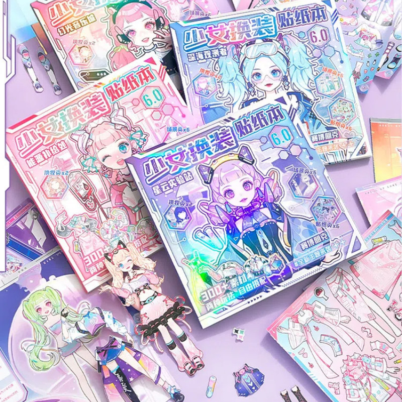 Girls Dress Up Stickers Light Version 6.0 Cartoon Dream Comics Handbook ...