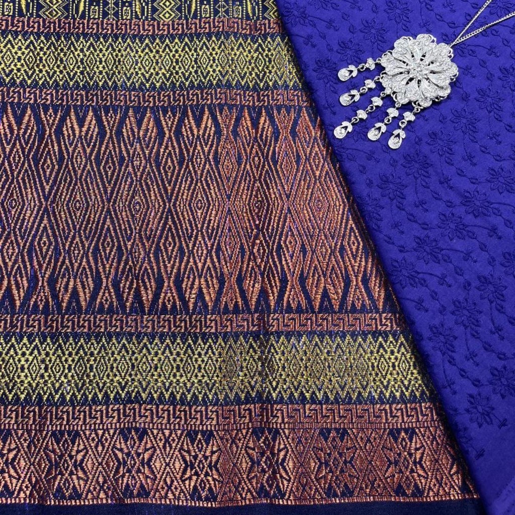 KAMDAR Combo Set/Open Meter Songket Diamond Gold + Mix Cotton ...