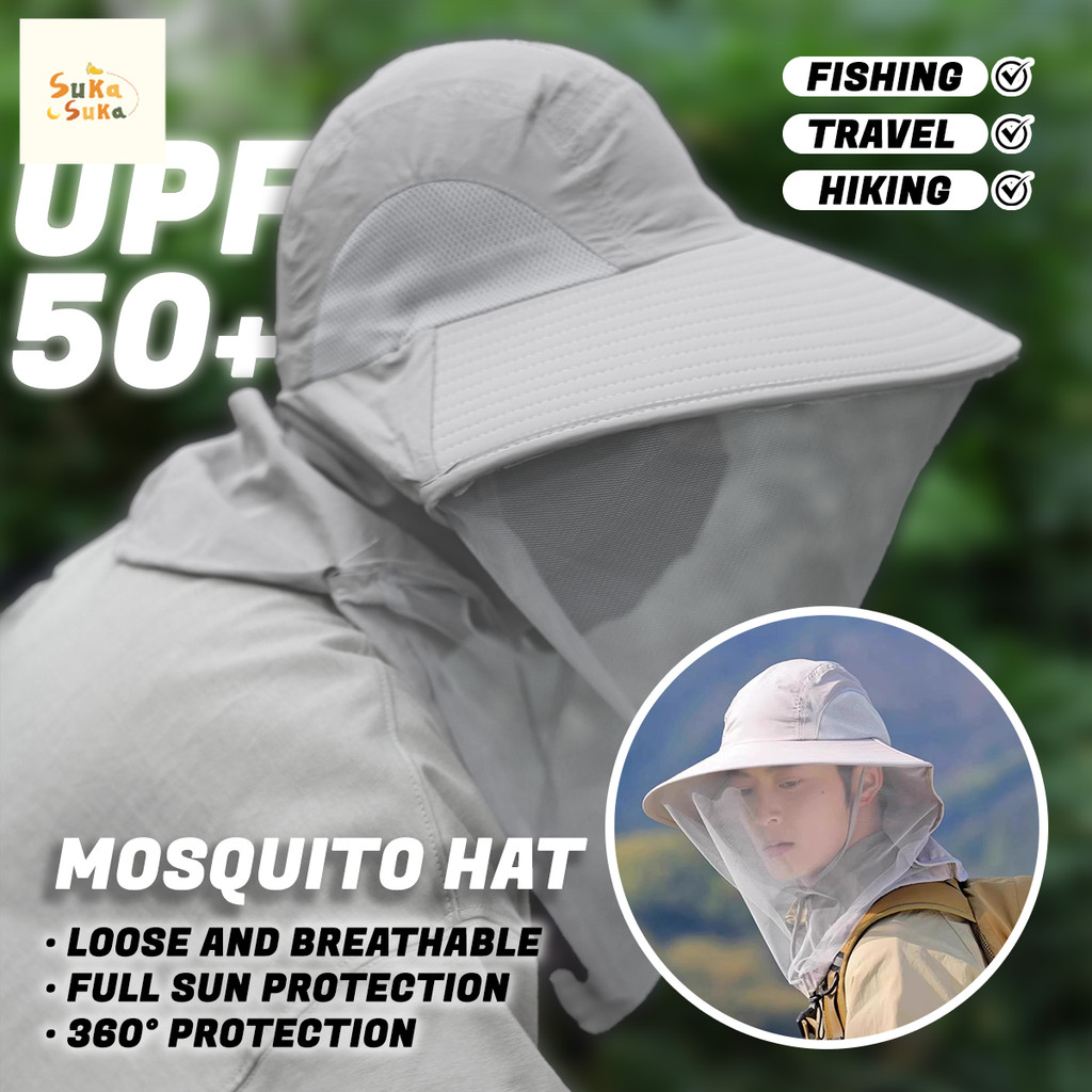 Anti Nyamuk Topi Topi matahari topeng topi memancing Soft Hat Sun ...