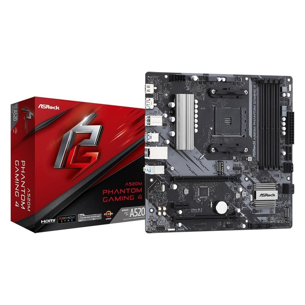 (second hand)AsRock A520M Phantom Gaming 4 Motherboard, AMD A520 ...