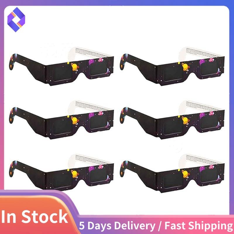 6 Pack Paper Solar Eclipse Glasses Eclipse Shade For Direct Sun Viewing Shopee Malaysia