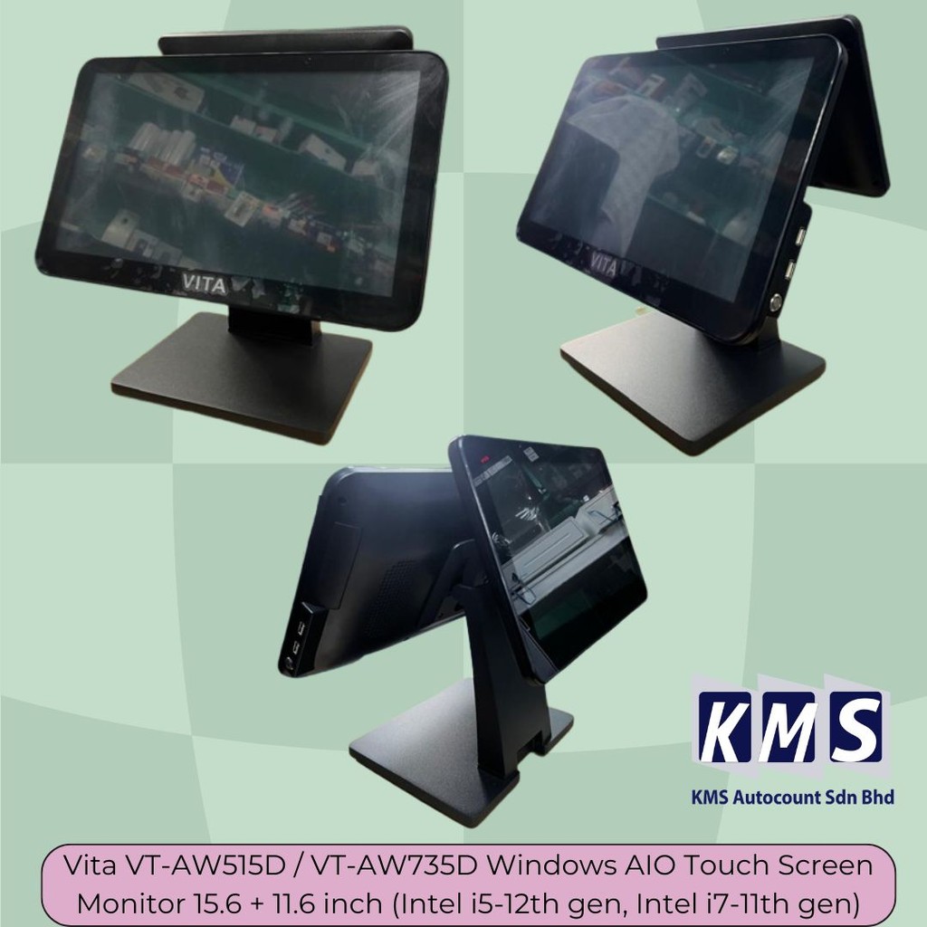 Vita VT-AW515D / VT-AW735D Windows All in One Touch Screen Monitor 15.6 ...