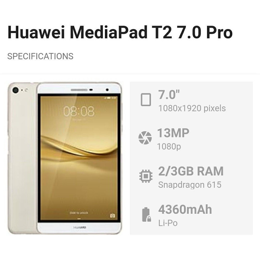 100% ORIGINAL 4G Huawei MediaPad T2 7.0 Pro (PLE-703L) USED Tablet