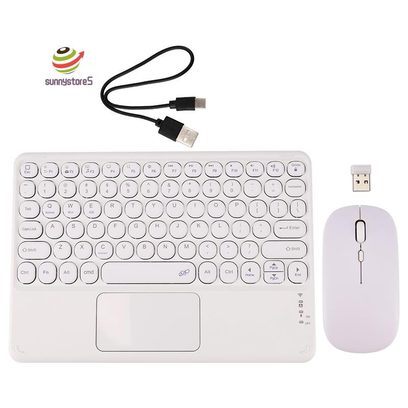 Wireless Keyboard and Mouse Set with Round Keycaps and Touch Function