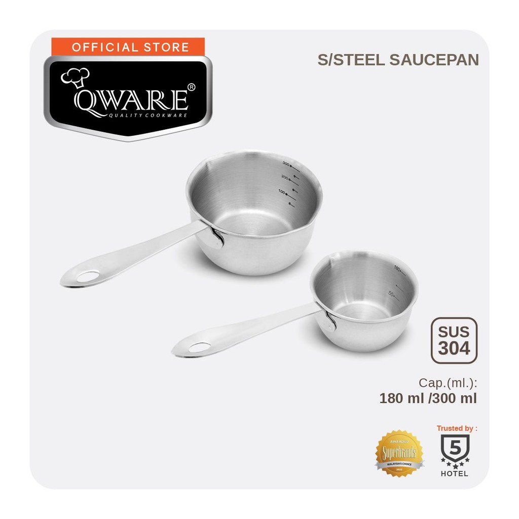 Qware Stainless Steel Saucepan with Pour Spout (180/300ML) | Shopee ...