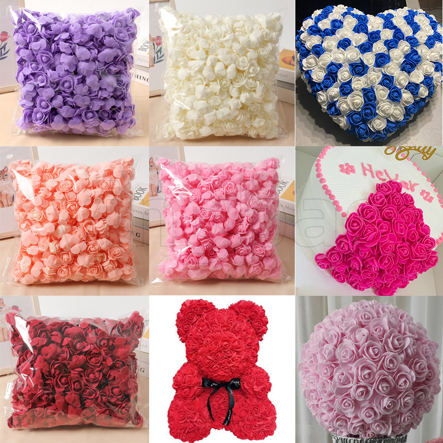 200 Pcs 3.5cm Valentine's Day Mini Foam Rose Bulk Artificial Mini Fake ...