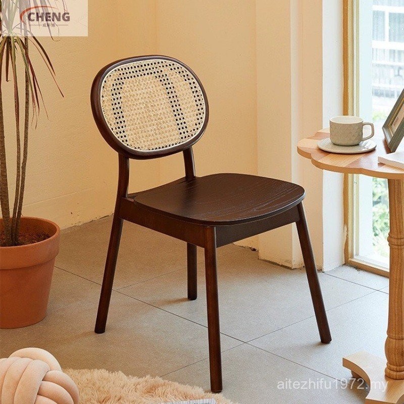 Atmospheric Simple Rattan Dining Chair Household Backrest Chair Retro ...