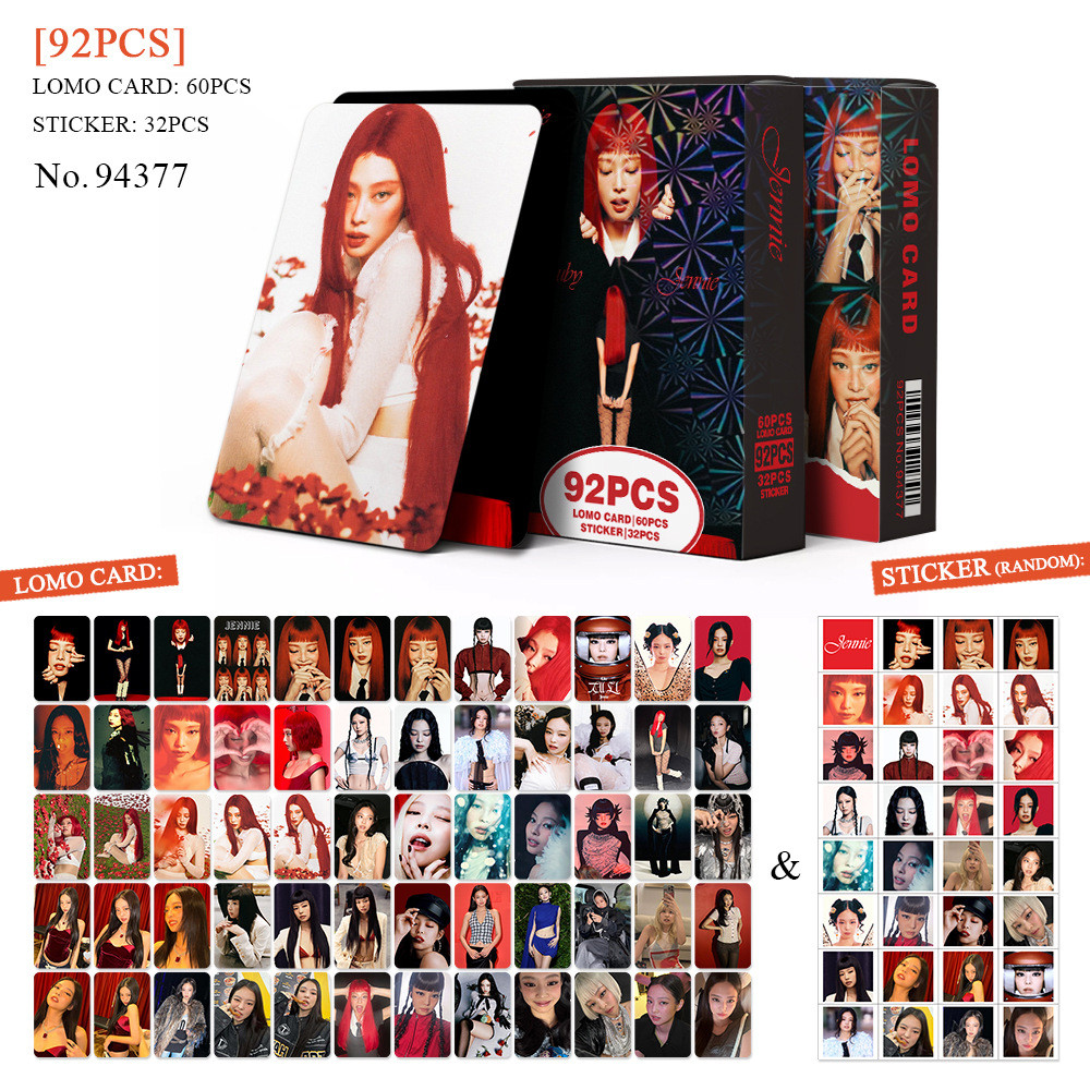 Blackpink Jennie Album Ruby Photocard Lomo Card 60pcs Card + 32pcs ...