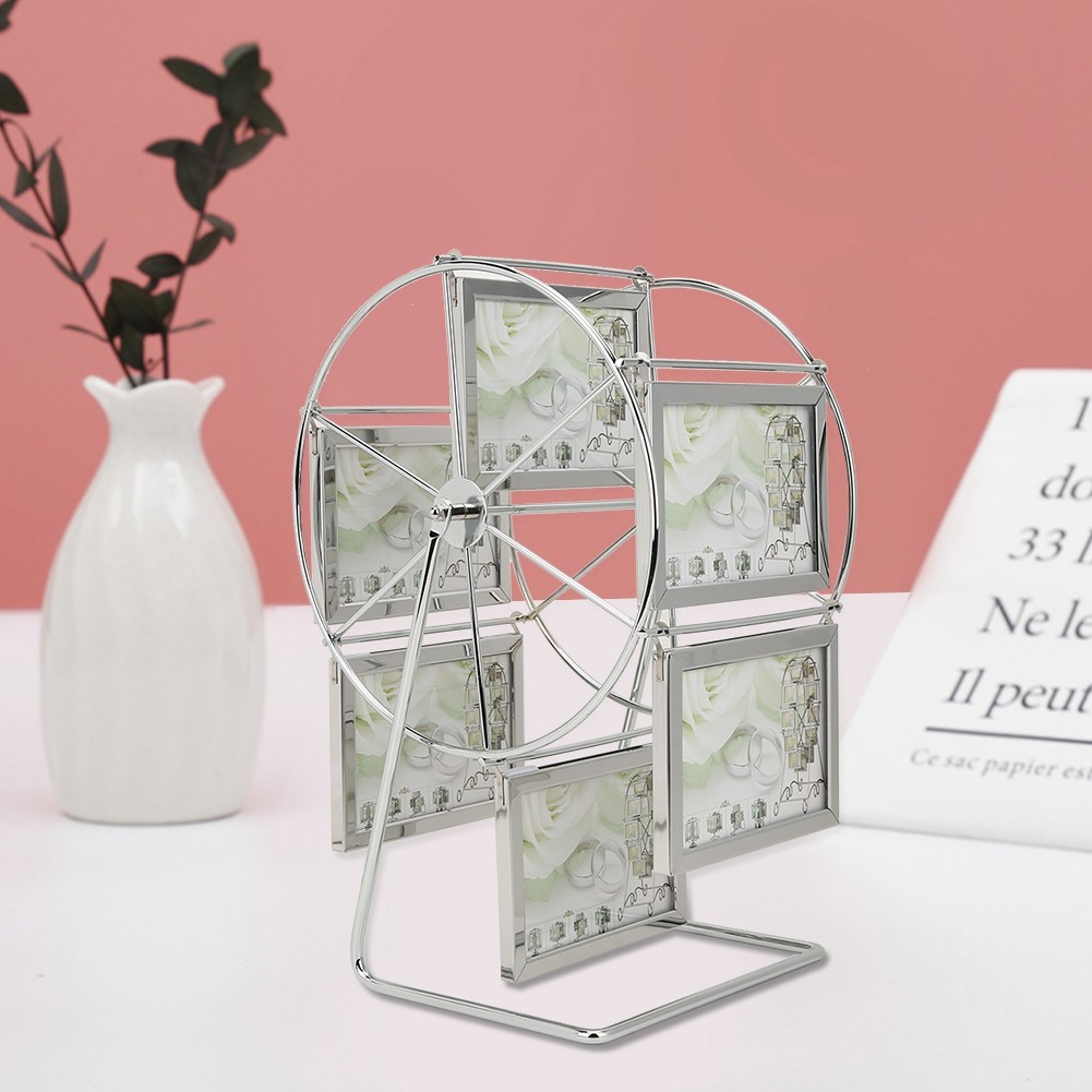 Allinit Metal Rotating Picture Frame Ferris Wheel Photo 6 Frames 5x3 ...