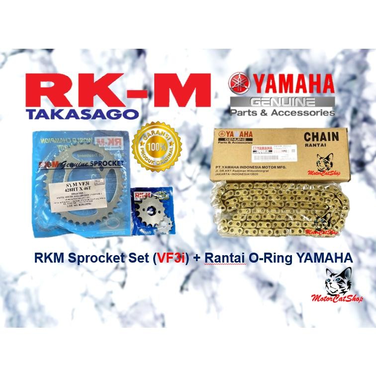 Rantai (YAMAHA) O-ring Gold, Sprocket (RKM) SYM VF3i Sprocket Set (428H ...