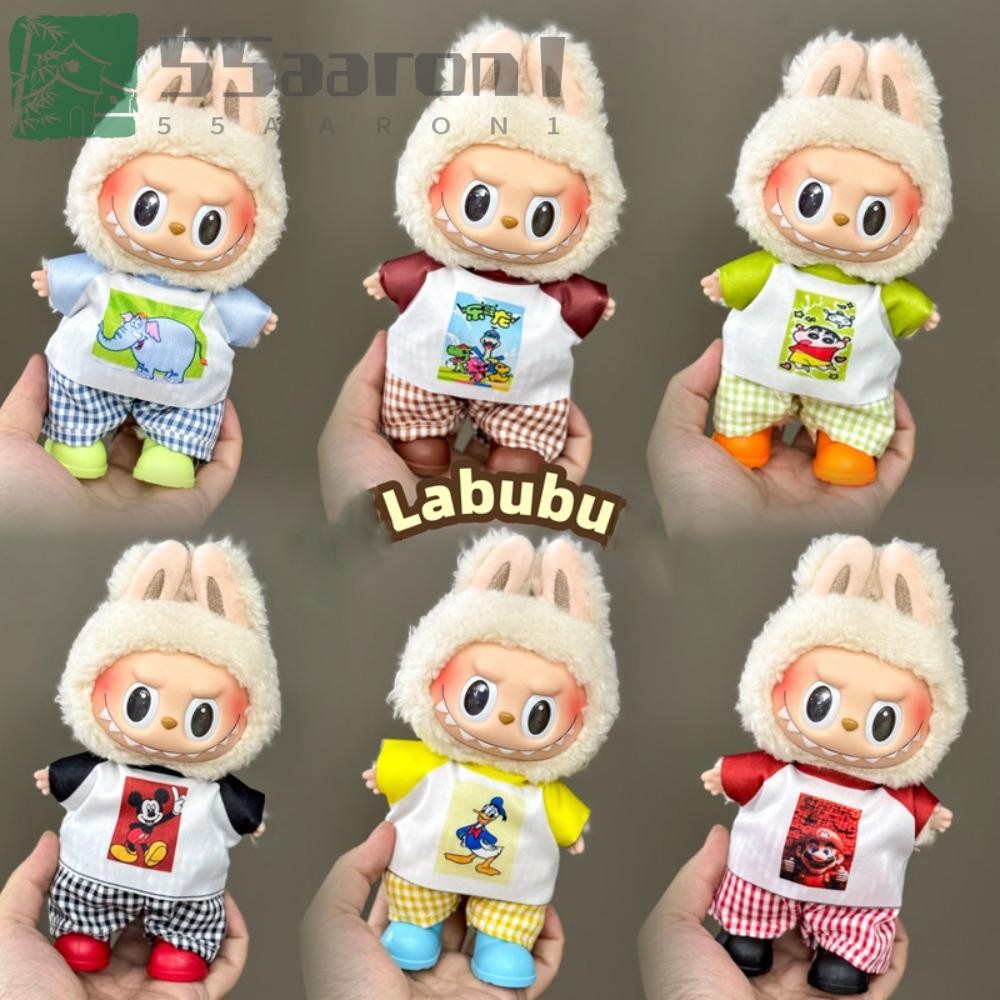 AARON1 17cm Labubu Clothes, T-shirt Cartoon Set Labubu Doll's Clothes ...