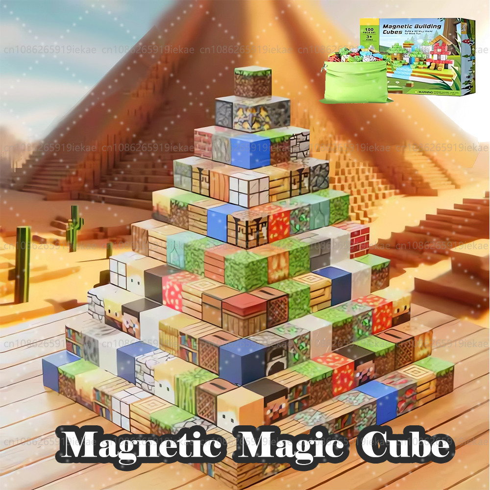 Magnetic Building Blocks Mine World Cube Magnet World Set for Kid Age 3 ...