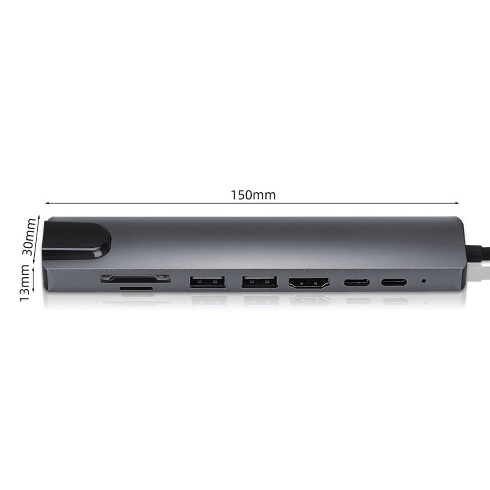 8 in 1 USB C Hub 100m Ethernet Port Adapter for Macbook Notebook Laptop ...