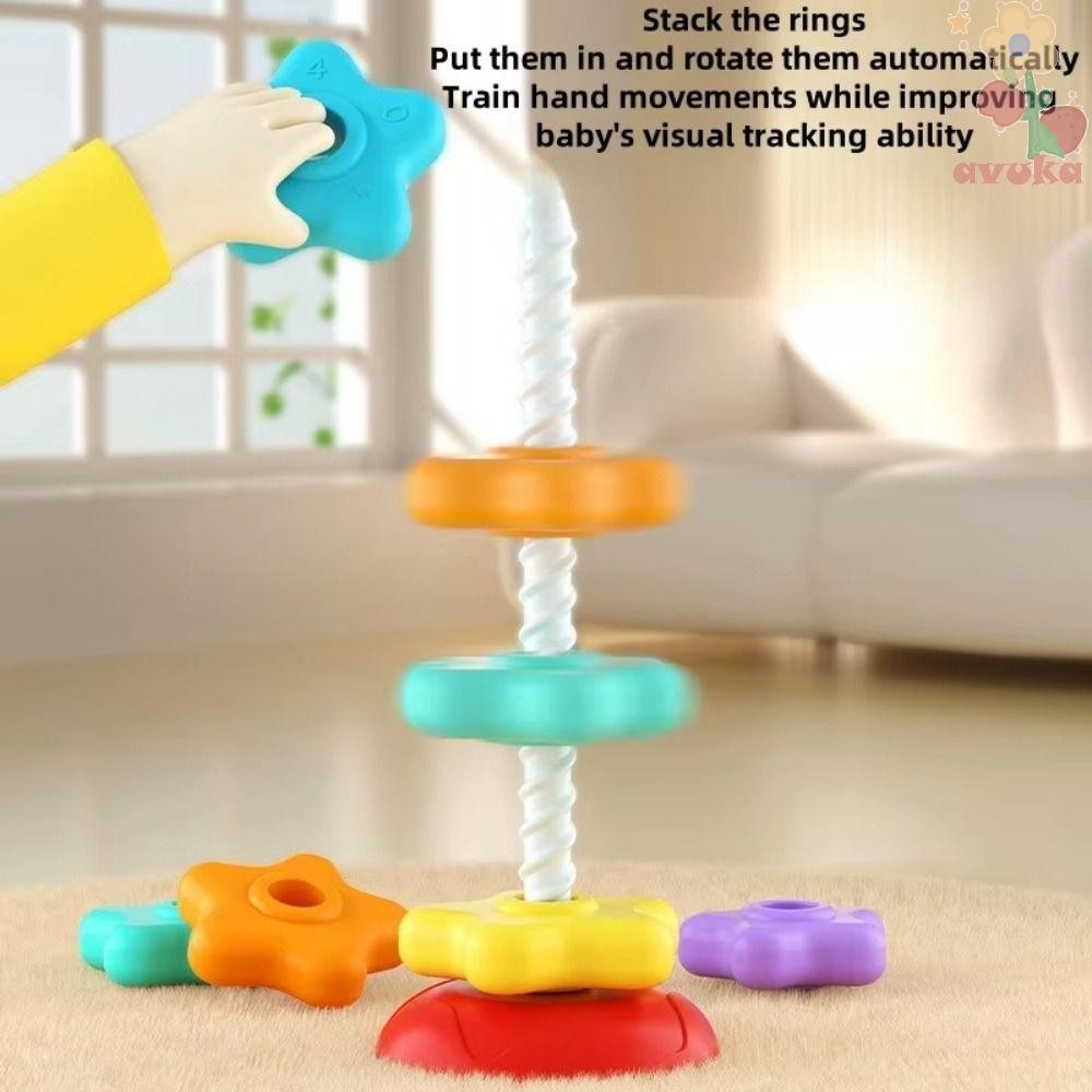 AVUKA Rotating Rainbow Tower, Rattles Irregular Square Rotating Screw ...