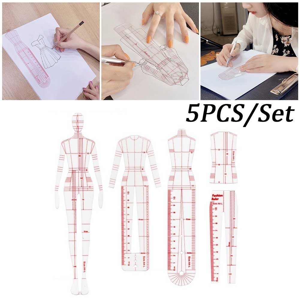 (THEBEST) Fashion Illustration Ruler Figure Sewing Design Template ...